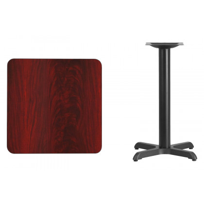 BLNK Square Table with 22'' x 22'' Base - Mahogany, 24"W