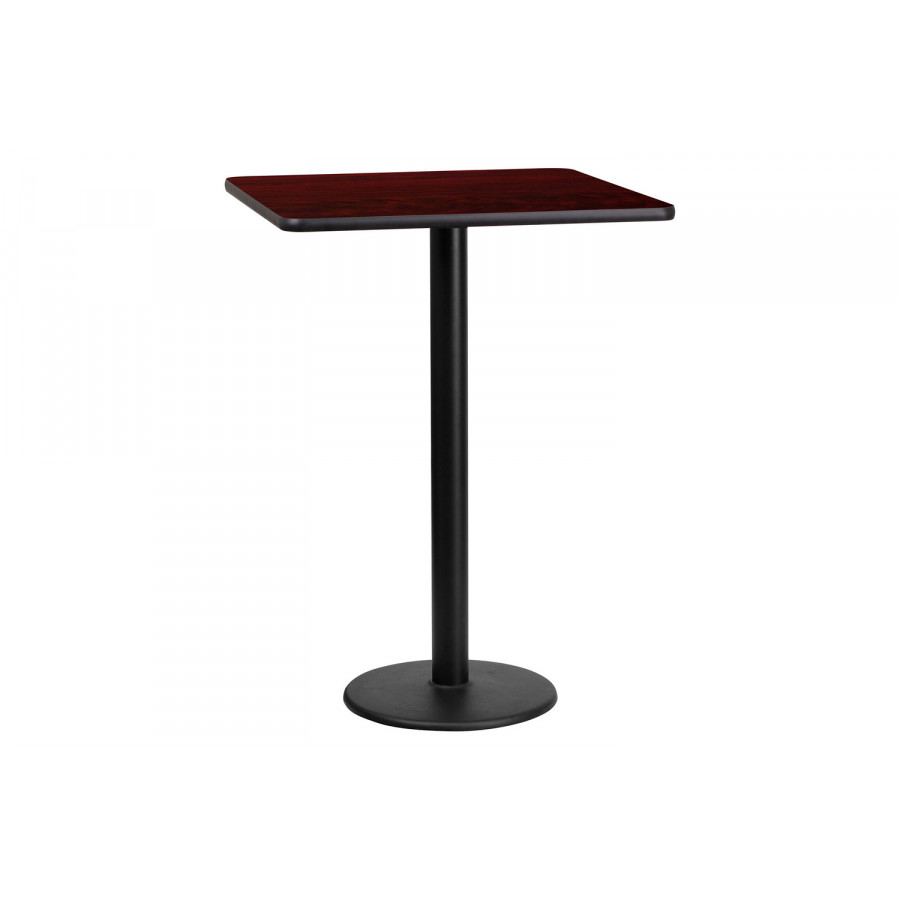 BLNK Square Bar Height Table with 18'' Round Base - Mahogany, 24"W