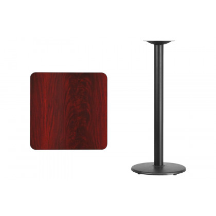 BLNK Square Bar Height Table with 18'' Round Base - Mahogany, 24"W