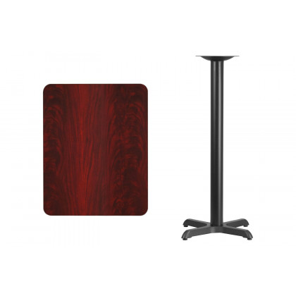 BLNK Rectangular Bar Height Table with 22'' x 22'' Base - Mahogany, 24"W x 30"L