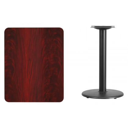 BLNK Rectangular Table with 18'' Round Base - Mahogany, 24"W x 30"L