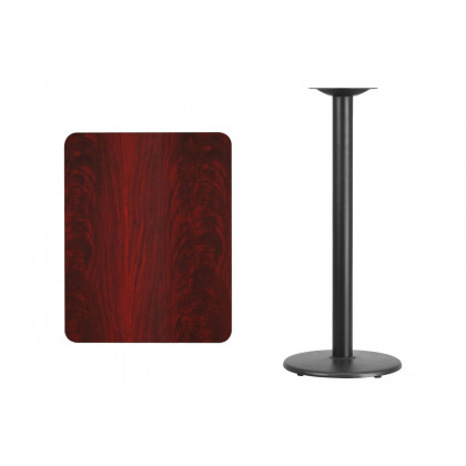 BLNK Rectangular Bar Height Table with 18'' Round Base - Mahogany, 24"W x 30"L