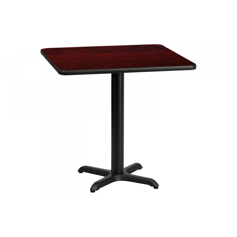 BLNK Square Table with 22'' x 22'' Base - Mahogany, 30"W