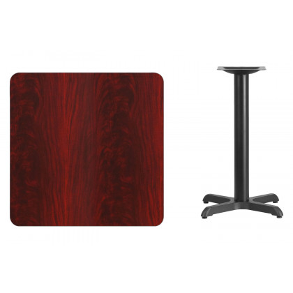 BLNK Square Table with 22'' x 22'' Base - Mahogany, 30"W