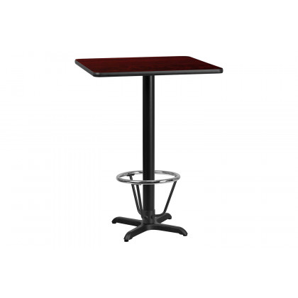 BLNK Square Bar Height Table with 22'' x 22'' Base - Mahogany, 30"W, with Foot Ring