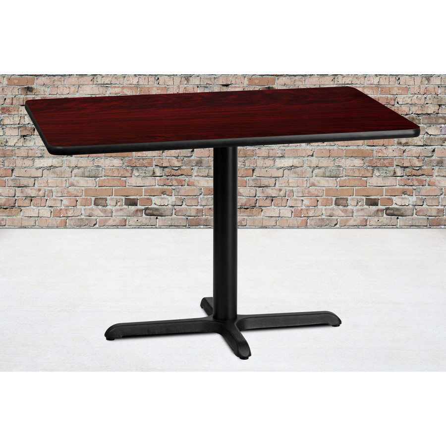 BLNK Rectangular Table with 23.5'' x 29.5'' Base - Mahogany, 30"W x 42"L