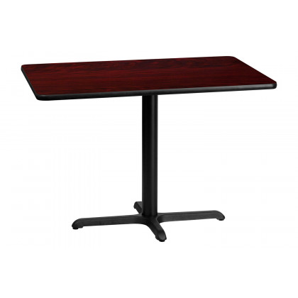 BLNK Rectangular Table with 23.5'' x 29.5'' Base - Mahogany, 30"W x 42"L