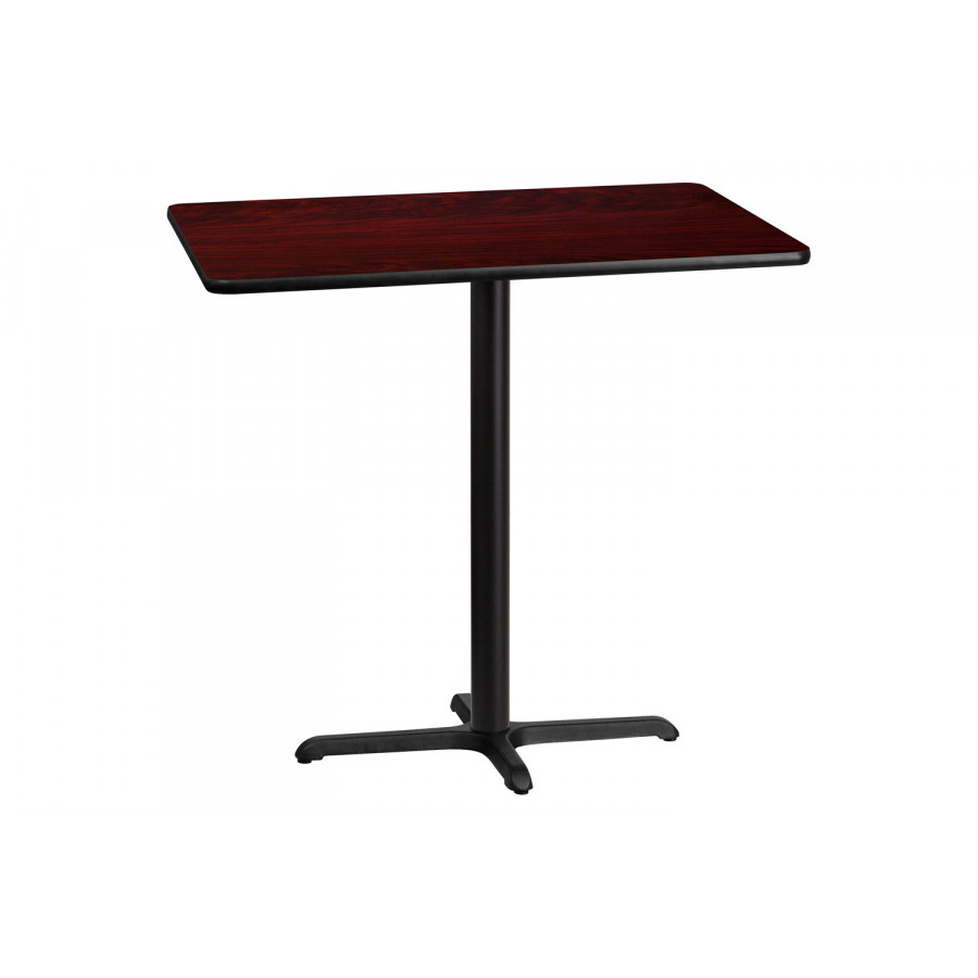 BLNK Rectangular Bar Height Table with 23.5'' x 29.5'' Base - Mahogany, 30"W x 42"L