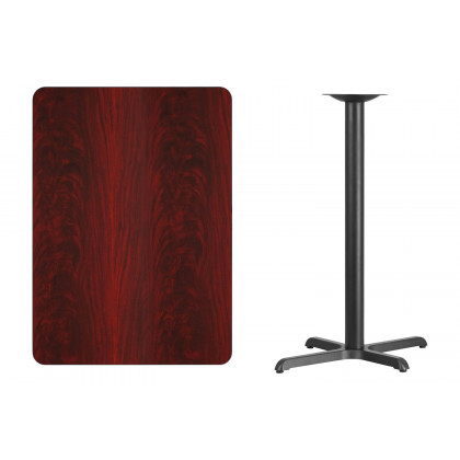 BLNK Rectangular Bar Height Table with 23.5'' x 29.5'' Base - Mahogany, 30"W x 42"L