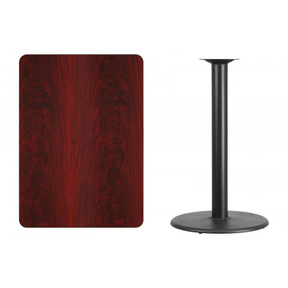 BLNK Rectangular Bar Height Table with 24'' Round Base - Mahogany, 30"W x 42"L