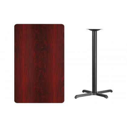 BLNK Rectangular Bar Height Table with 23.5'' x 29.5'' Base - Mahogany, 30"W x 48"L