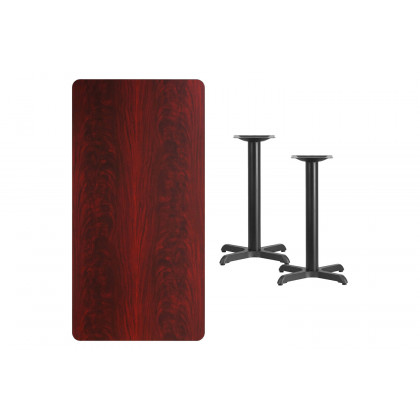 BLNK Rectangular Table with 22'' x 22'' Bases - Mahogany, 30"W x 60"L