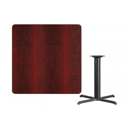 BLNK Square Table with 33'' x 33'' Base - Mahogany, 42"W