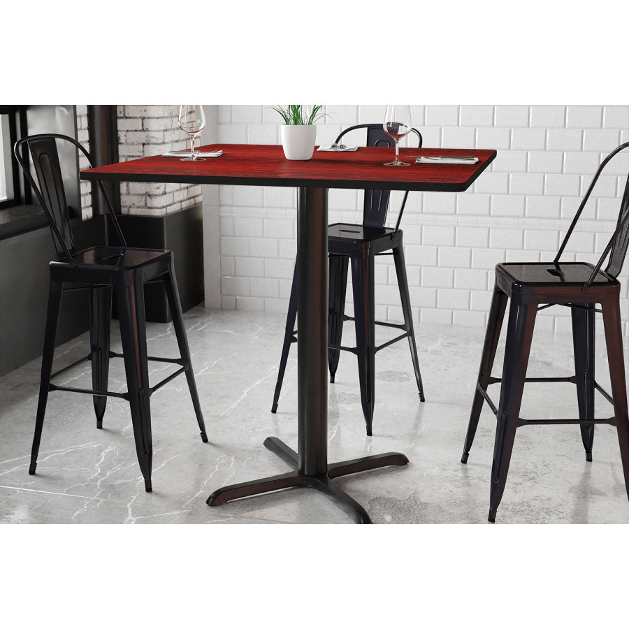 BLNK Square Bar Height Table with 33'' x 33'' Base - Mahogany, 42"W