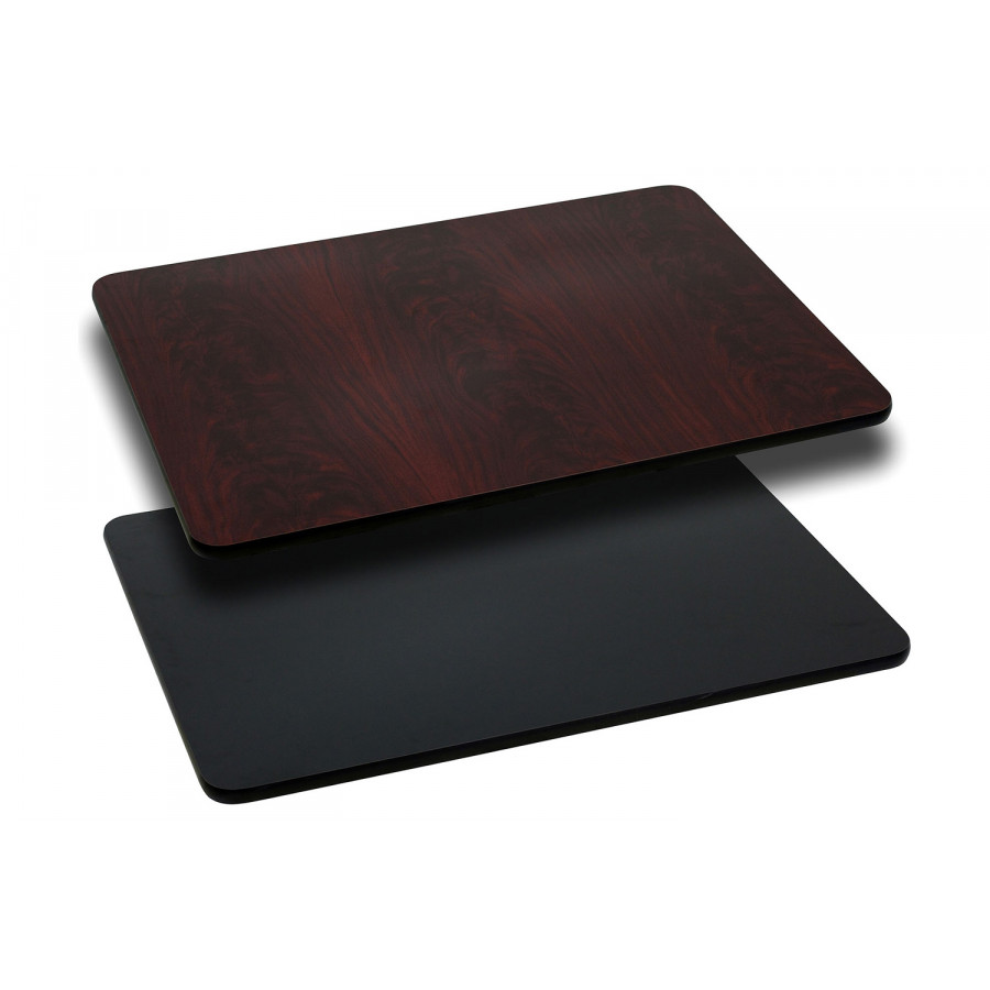 BLNK Glenbrook Rectangular Laminate Reversible Table Top - Black or Mahogany, 30"W x 48"L