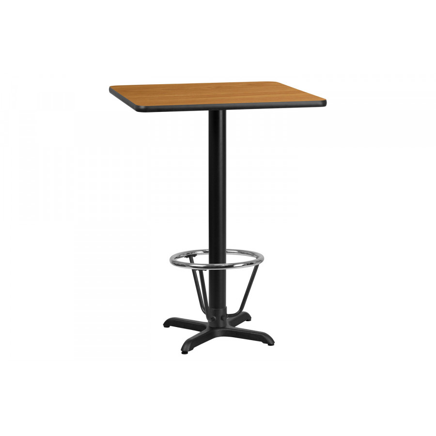 BLNK Square Bar Height Table with 22'' x 22'' Base - Natural, 24"W, with Foot Ring