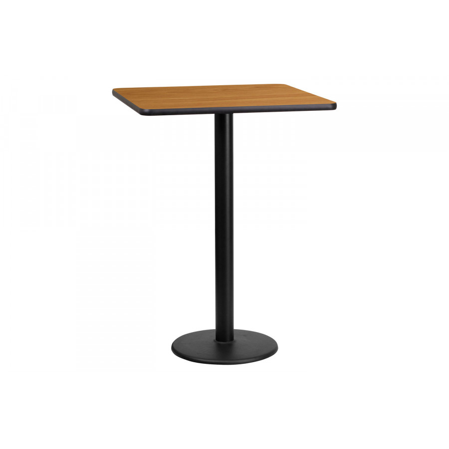BLNK Square Bar Height Table with 18'' Round Base - Natural, 24"W