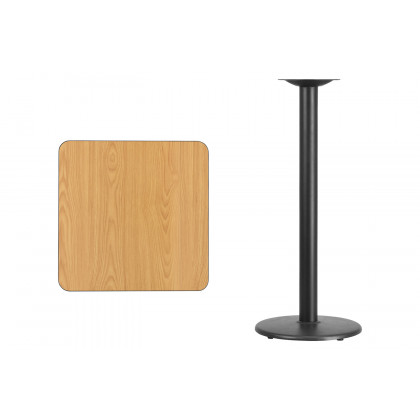 BLNK Square Bar Height Table with 18'' Round Base - Natural, 24"W