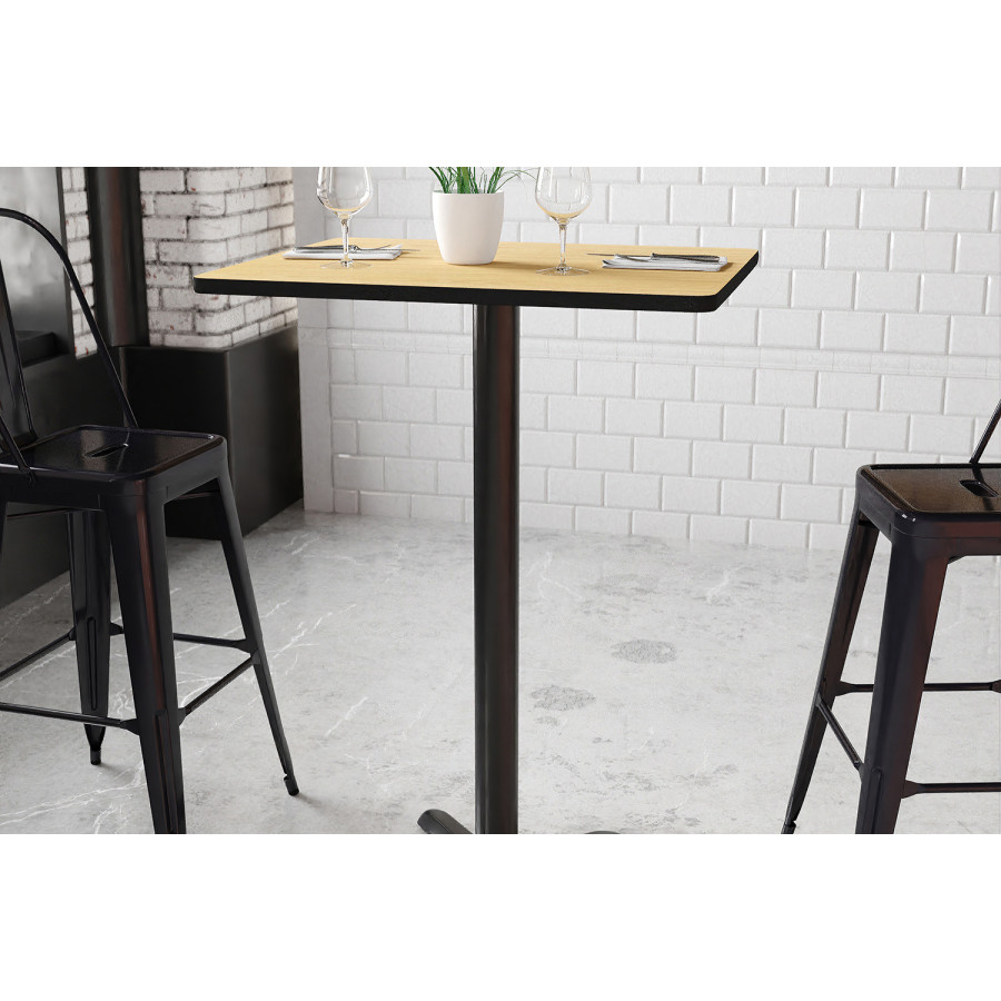 BLNK Rectangular Bar Height Table with 22'' x 22'' Base - Natural, 24"W x 30"L