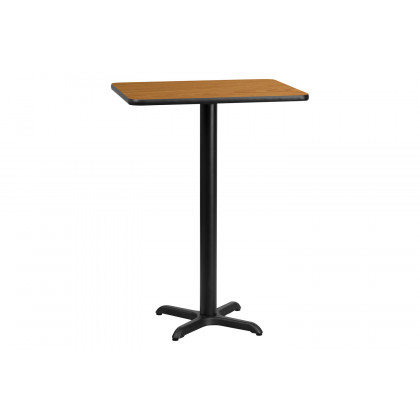 BLNK Rectangular Bar Height Table with 22'' x 22'' Base - Natural, 24"W x 30"L