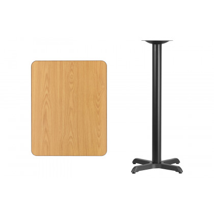 BLNK Rectangular Bar Height Table with 22'' x 22'' Base - Natural, 24"W x 30"L