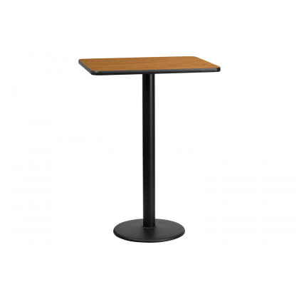 BLNK Rectangular Bar Height Table with 18'' Round Base - Natural, 24"W x 30"L