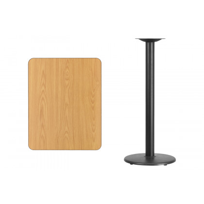 BLNK Rectangular Bar Height Table with 18'' Round Base - Natural, 24"W x 30"L