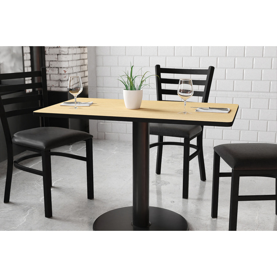 BLNK Rectangular Table with 24'' Round Base - Natural, 24"W x 42"L