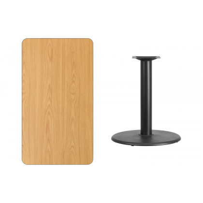 BLNK Rectangular Table with 24'' Round Base - Natural, 24"W x 42"L