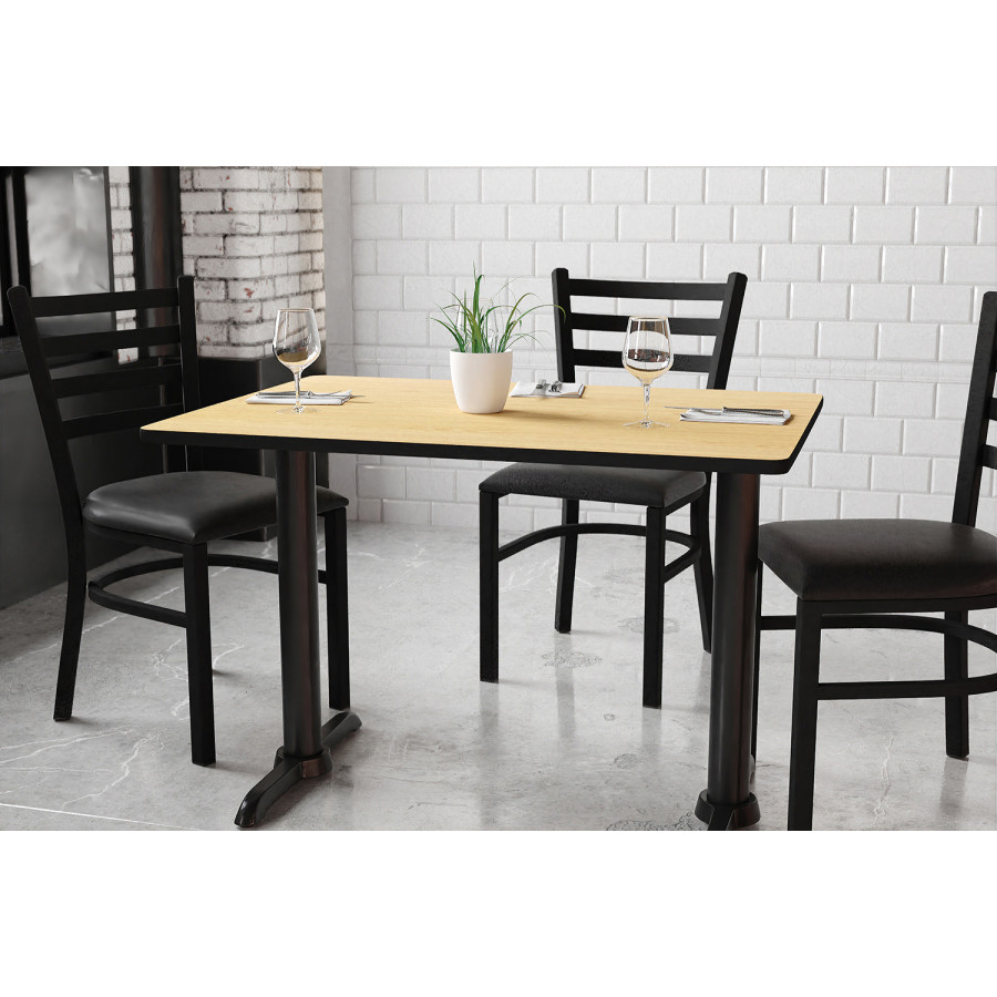 BLNK Rectangular Table with 5'' x 22'' Bases - Natural, 30"W x 42"L
