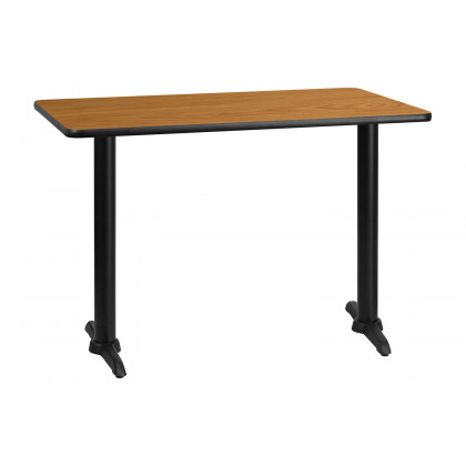 BLNK Rectangular Table with 5'' x 22'' Bases - Natural, 30"W x 42"L