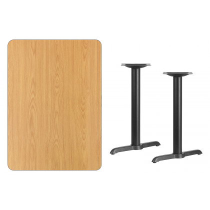 BLNK Rectangular Table with 5'' x 22'' Bases - Natural, 30"W x 42"L