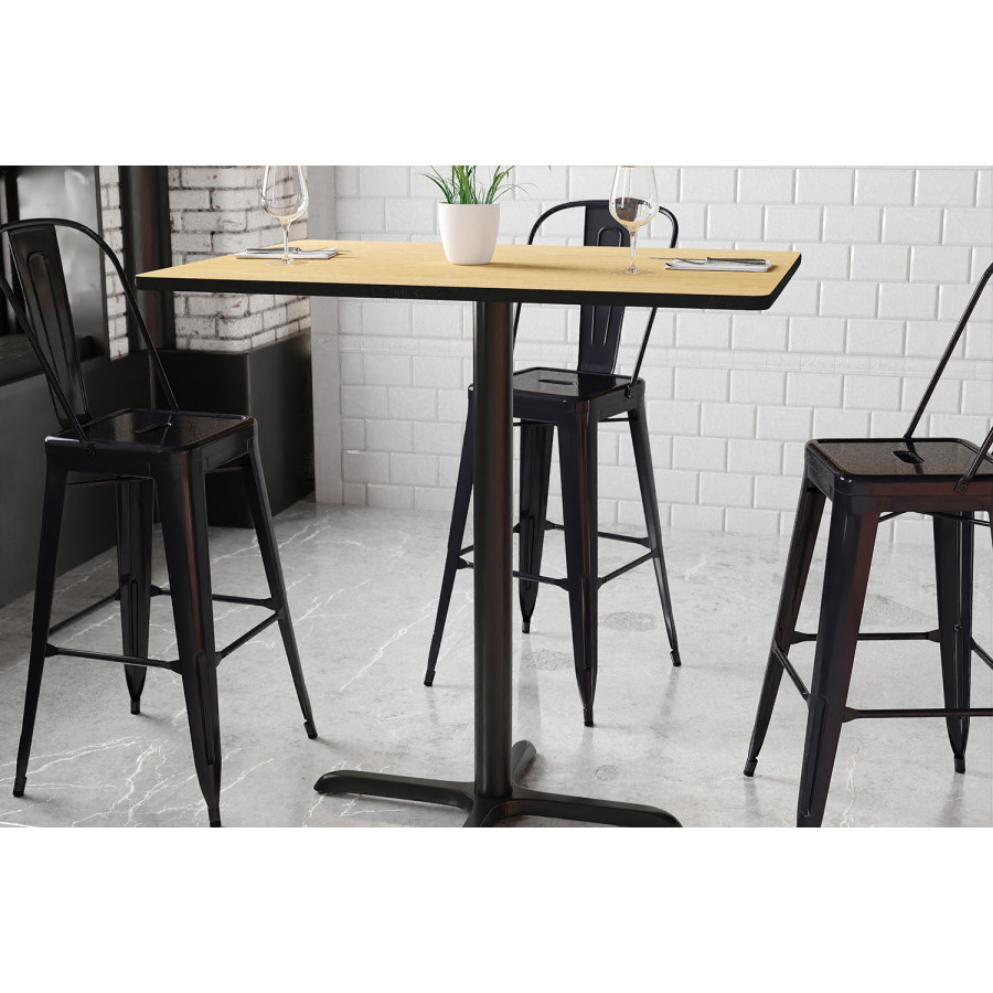 BLNK Rectangular Bar Height Table with 23.5'' x 29.5'' Base - Natural, 30"W x 42"L
