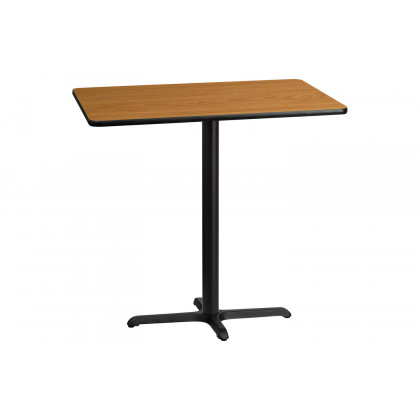 BLNK Rectangular Bar Height Table with 23.5'' x 29.5'' Base - Natural, 30"W x 42"L