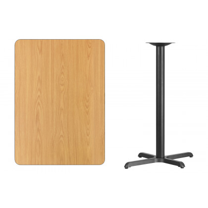 BLNK Rectangular Bar Height Table with 23.5'' x 29.5'' Base - Natural, 30"W x 42"L