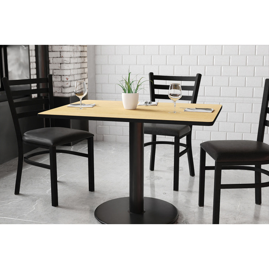 BLNK Rectangular Table with 24'' Round Base - Natural, 30"W x 42"L