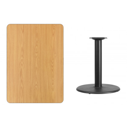 BLNK Rectangular Table with 24'' Round Base - Natural, 30"W x 42"L