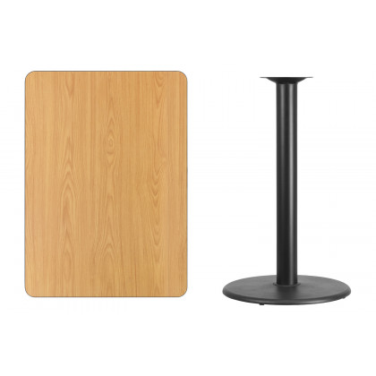 BLNK Rectangular Bar Height Table with 24'' Round Base - Natural, 30"W x 42"L