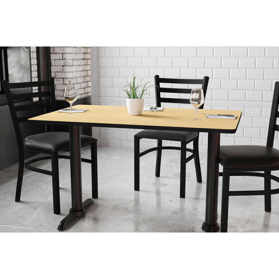 BLNK Rectangular Table with 5'' x 22'' Bases - Natural, 30"W x 48"L