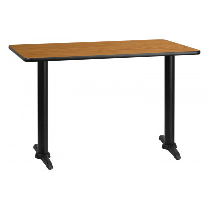 BLNK Rectangular Table with 5'' x 22'' Bases - Natural, 30"W x 48"L