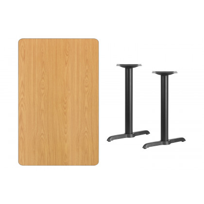 BLNK Rectangular Table with 5'' x 22'' Bases - Natural, 30"W x 48"L