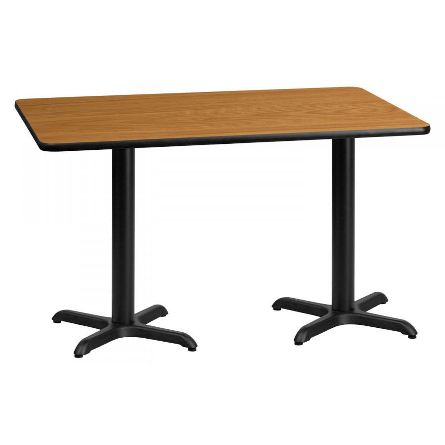 BLNK Rectangular Table with 22'' x 22'' Bases - Natural, 30"W x 60"L