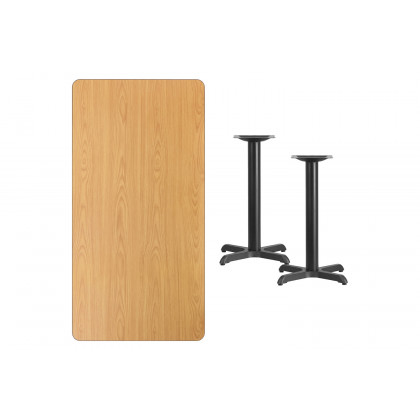 BLNK Rectangular Table with 22'' x 22'' Bases - Natural, 30"W x 60"L