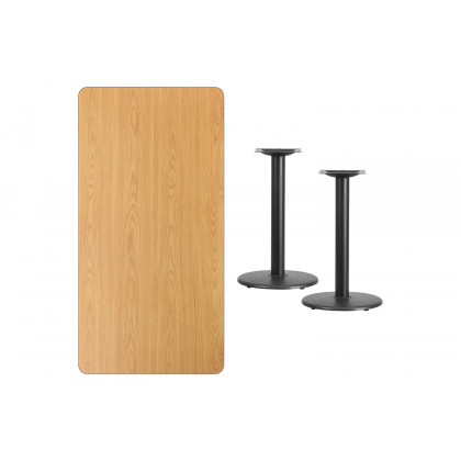 BLNK Rectangular Table with 18'' Round Bases - Natural, 30"W x 60"L