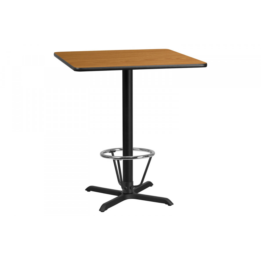BLNK Square Bar Height Table with 30'' x 30'' Base - Natural, 36"W, with Foot Ring