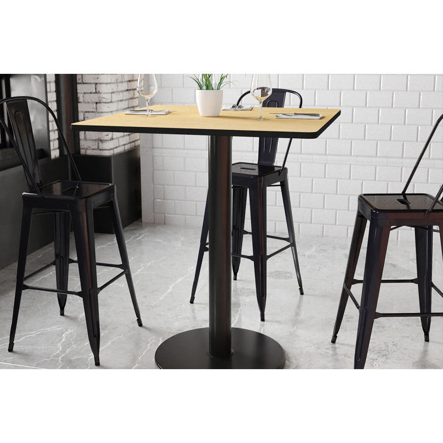 BLNK Square Bar Height Table with 24'' Round Base - Natural, 36"W