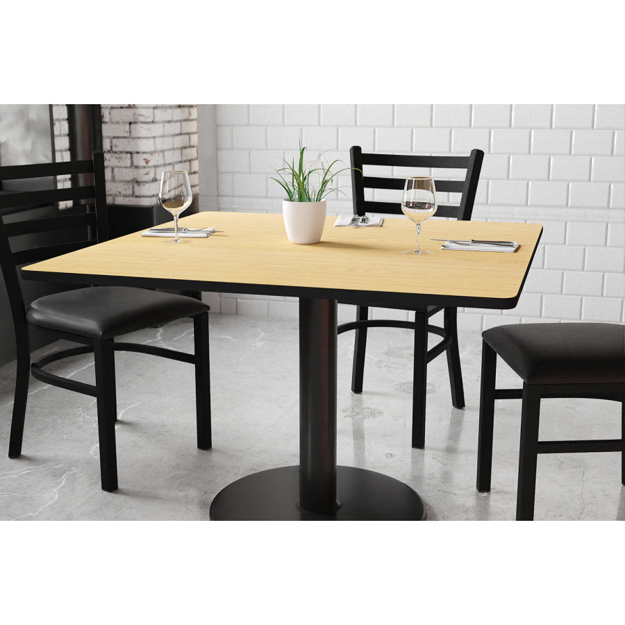 BLNK Square Table with 24'' Round Base - Natural, 42"W