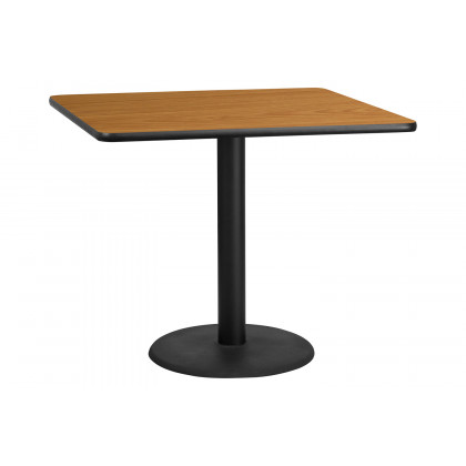 BLNK Square Table with 24'' Round Base - Natural, 42"W