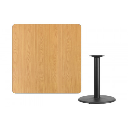 BLNK Square Table with 24'' Round Base - Natural, 42"W