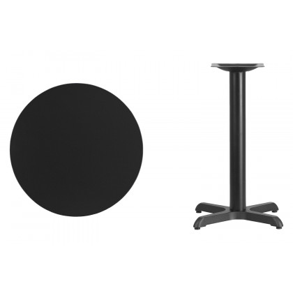 BLNK Round Table with 22'' x 22'' Base - Black, 24"D
